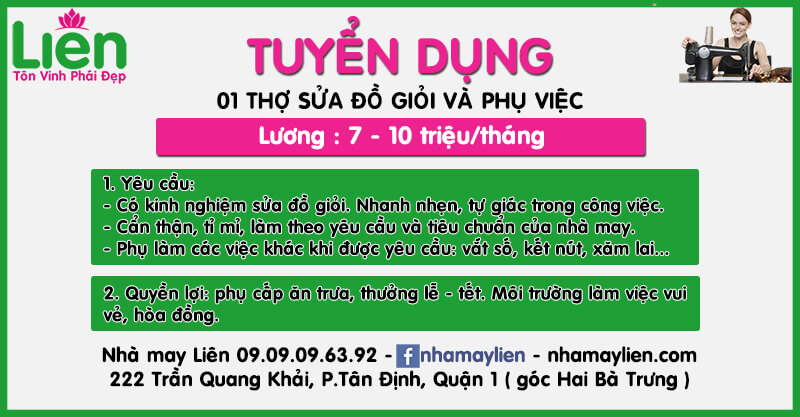 Tuyển thợ sửa đồ giỏi và phụ việc